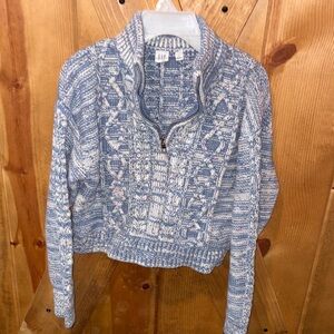 GAP Patterned Blue and White Women's Cowl Sweater